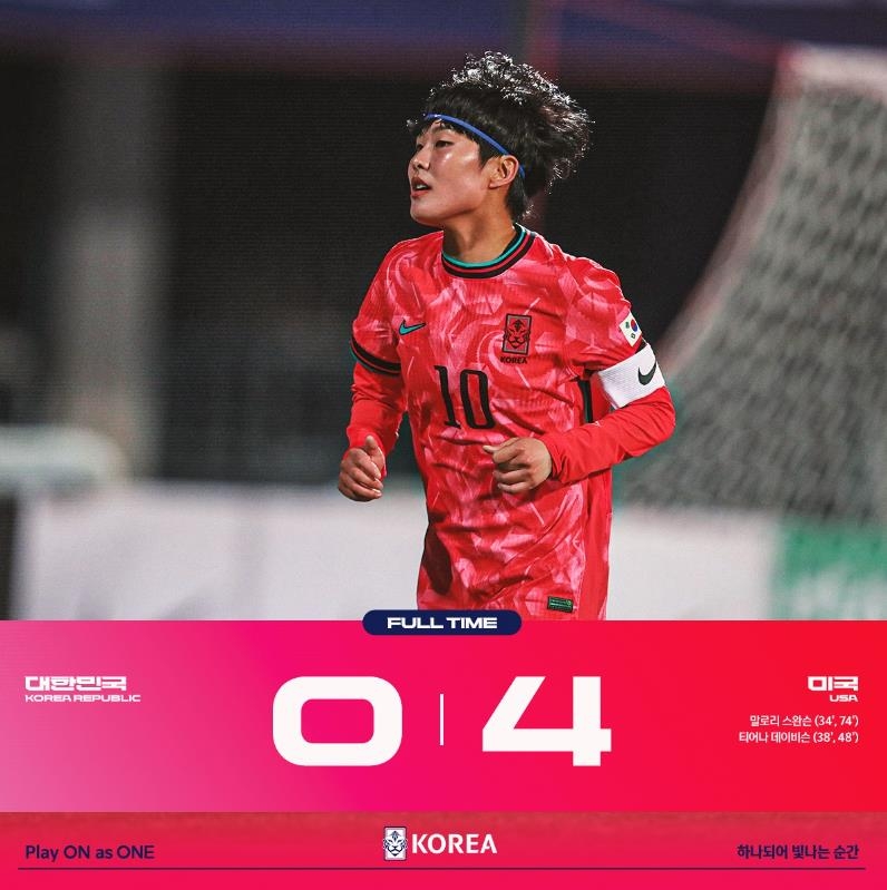 한국, 미국에 0-4 패